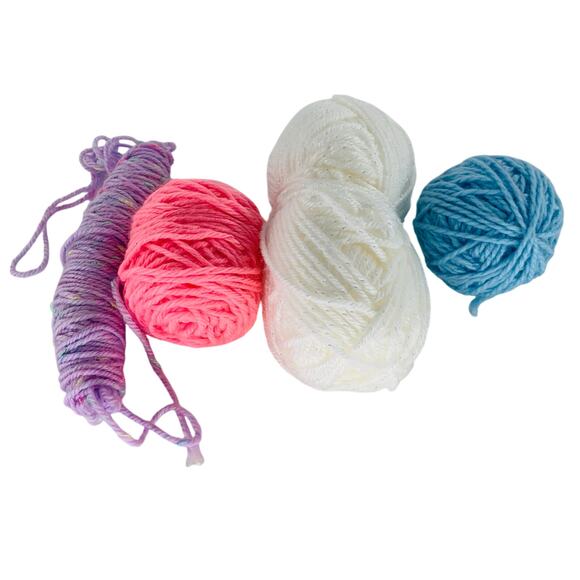 Acrylic Yarn Lot 4 Four Ply Multicolor Pink Lavender Blue White Sparkle Crafts - Picture 1 of 10